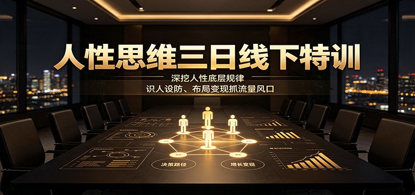 人性思维三日线下特训：深挖人性底层规律，识人设防、布局变现抓流量风口-创业资源网