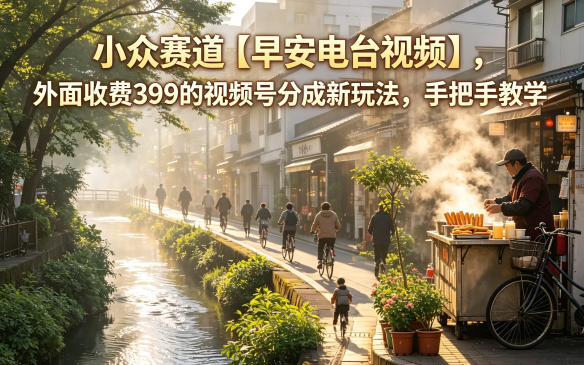 小众赛道【早安电台视频】，外面收费399的视频号分成新玩法，手把手教学-创业资源网