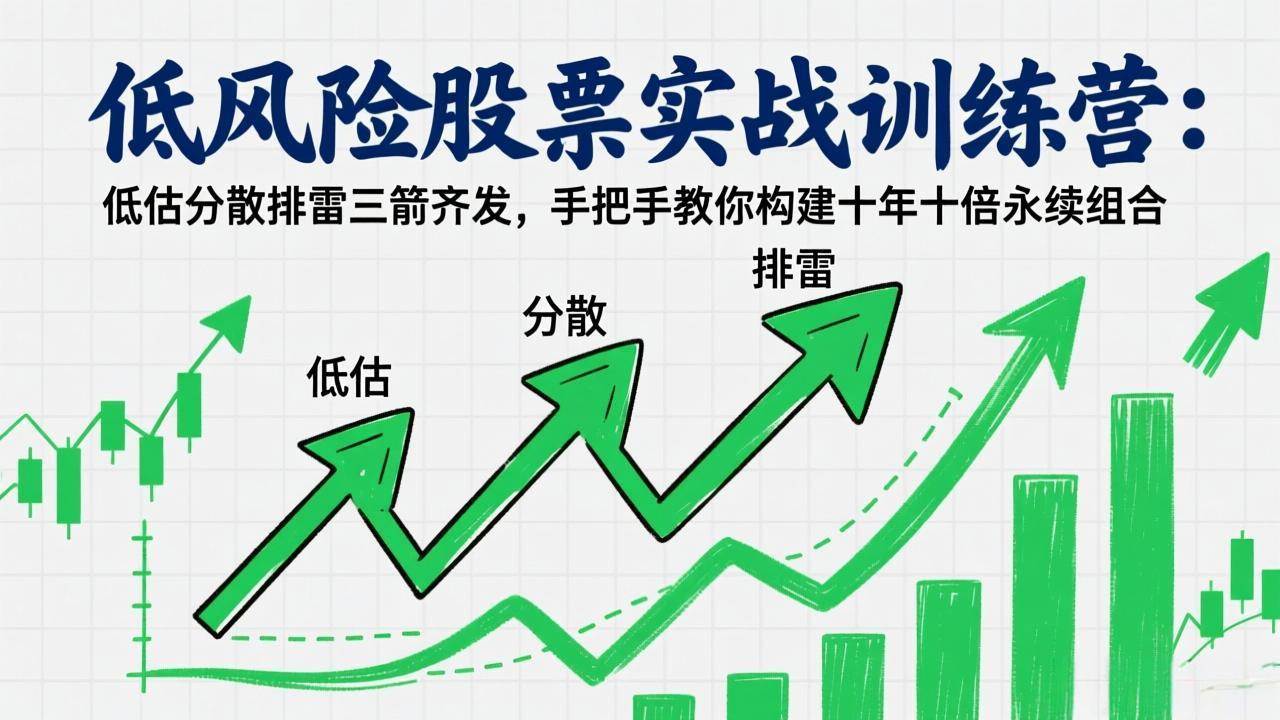 （17487期）低风险股票实战训练营：低估分散排雷三箭齐发，手把手教你构建十年十倍永续组合-创业资源网