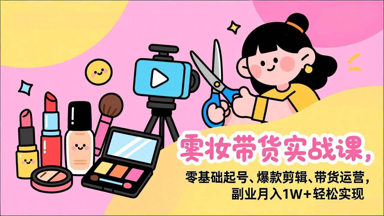 (17189期)美妆带货实战课,零基础起号、爆款剪辑、带货运营,副业月入1W+轻松实现-创业资源网