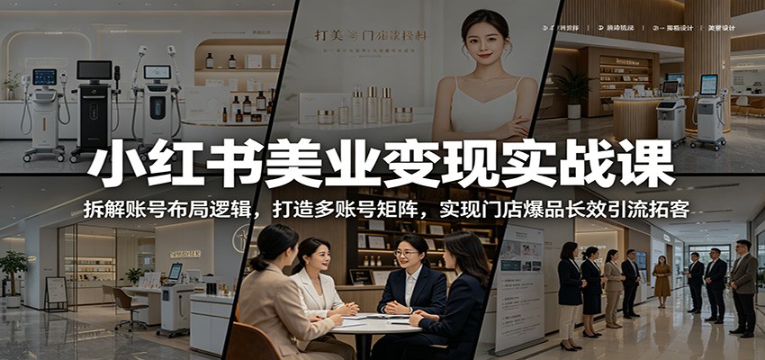 小红书美业变现实战课：拆解账号布局逻辑，打造多账号矩阵，实现门店爆品长效引流拓客-创业资源网