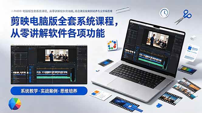 （18926期）剪映电脑版全套系统课程，从零讲解软件各项功能，结合海量实战案例培养专业剪辑思维-创业资源网