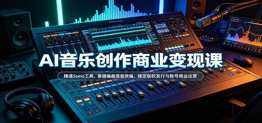 AI音乐创作商业变现课:精通Suno工具,掌握编曲混音改编,搞定版权发行与账号商业运营-创业资源网