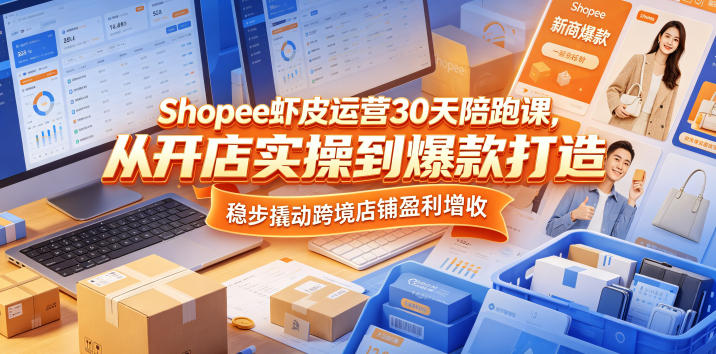 Shopee虾皮运营30天陪跑课，从开店实操到爆款打造，稳步撬动跨境店铺盈利增收-创业资源网