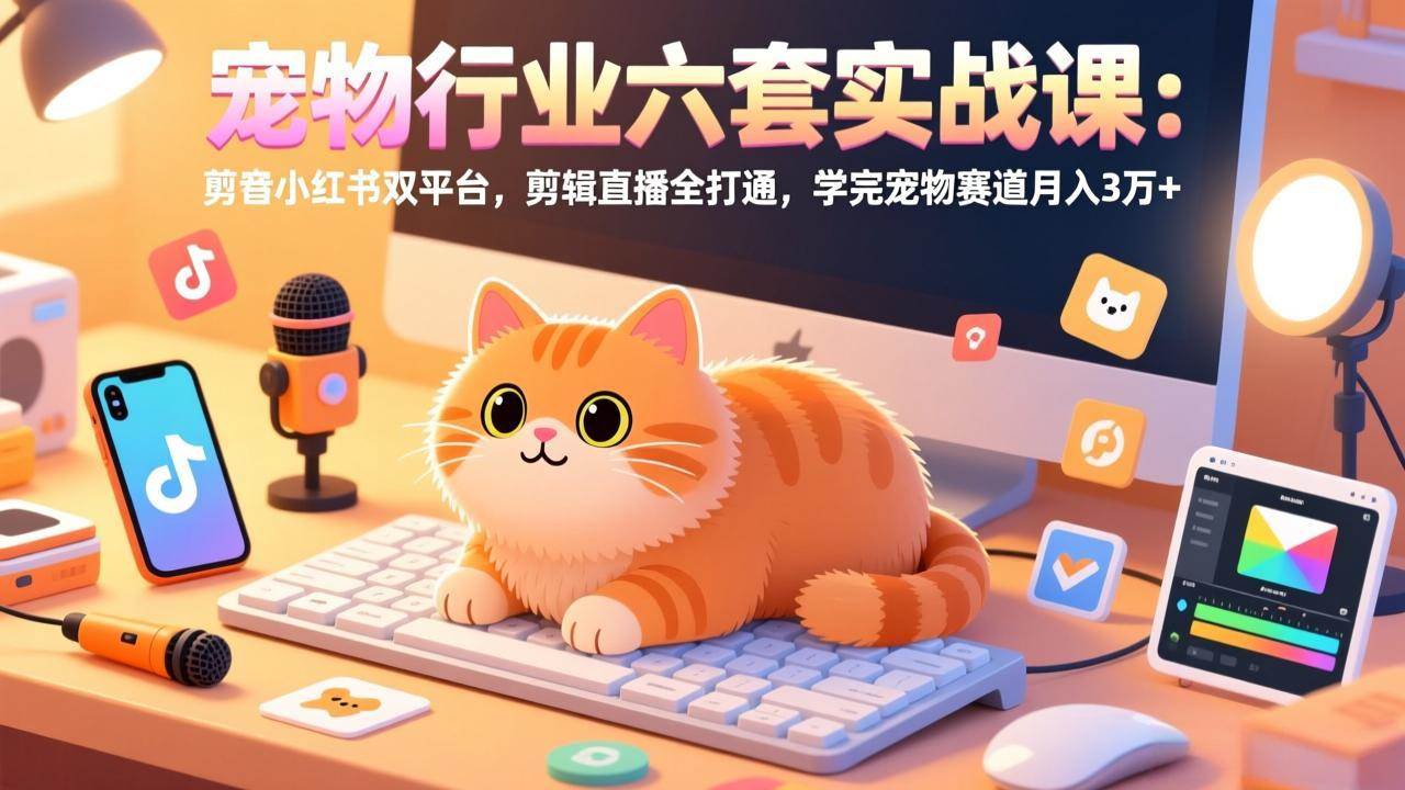 （17411期）宠物行业六套实战课：抖音小红书双平台，剪辑直播全打通，学完宠物赛道月入3万+-创业资源网