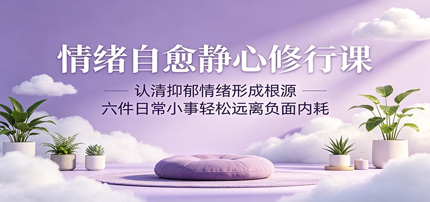 情绪自愈静心修行课：认清抑郁情绪形成根源，六件日常小事轻松远离负面内耗-创业资源网