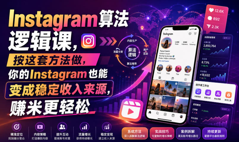 Instagram算法逻辑课，按这套方法做，你的Instagram也能变成稳定收入来源，賺米更轻松【原创双语字幕】-创业资源网