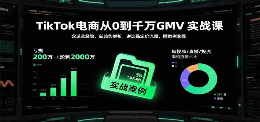 TikTok电商从0到千万GMV实战课，含逆袭经验、新趋势解析，讲选品定价流量等（更新）-创业资源网