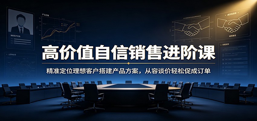 高价值自信销售进阶课：精准定位理想客户搭建产品方案，从容谈价轻松促成订单-创业资源网