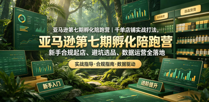 亚马逊第七期孵化陪跑营｜千单店铺实战打法，新手合规起店、避坑选品、数据运营全落地-创业资源网