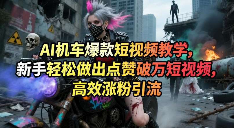 AI机车爆款短视频教学，新手轻松做出点赞破万短视频，高效涨粉引流-创业资源网