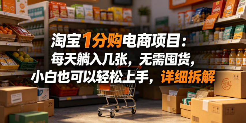 淘宝1分购电商项目:每天躺入几张,无需囤货,小白也可以轻松上手,详细拆解-创业资源网