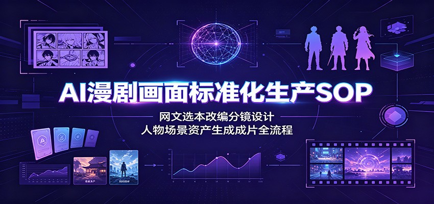 AI漫剧画面标准化生产SOP：网文选本改编分镜设计，人物场景资产生成成片全流程-创业资源网