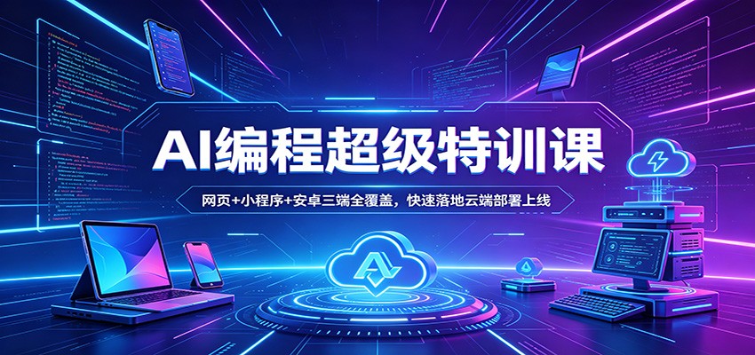 AI编程超级特训课：网页+小程序+安卓三端全覆盖，快速落地云端部署上线-创业资源网