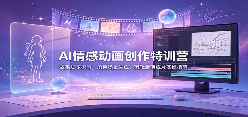 AI情感动画创作特训营：故事脚本撰写，角色场景生成，剪辑后期成片实操指南-创业资源网