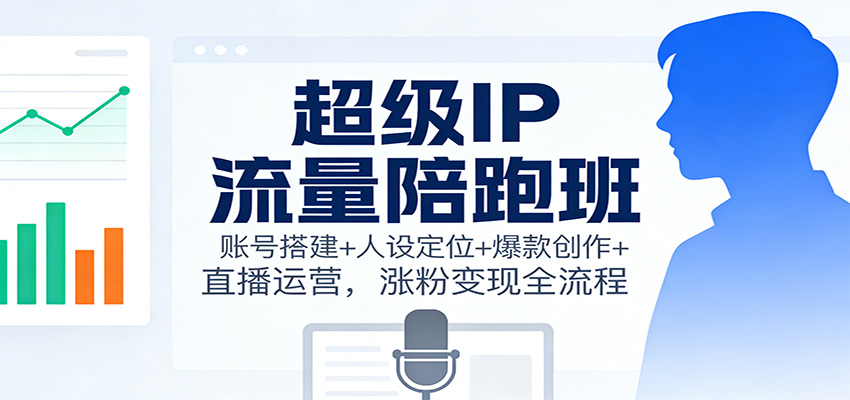 超级IP流量陪跑班：账号搭建+人设定位+爆款创作+直播运营，涨粉变现全流程-创业资源网