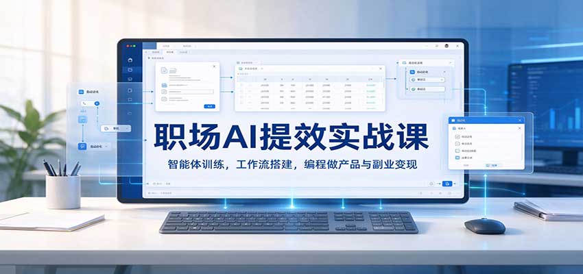 职场AI提效实战课:智能体训练,工作流搭建,编程做产品与副业变现-创业资源网