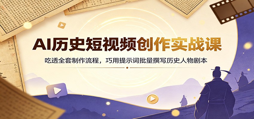 AI历史短视频创作实战课：吃透全套制作流程，巧用提示词批量撰写历史人物剧本-创业资源网