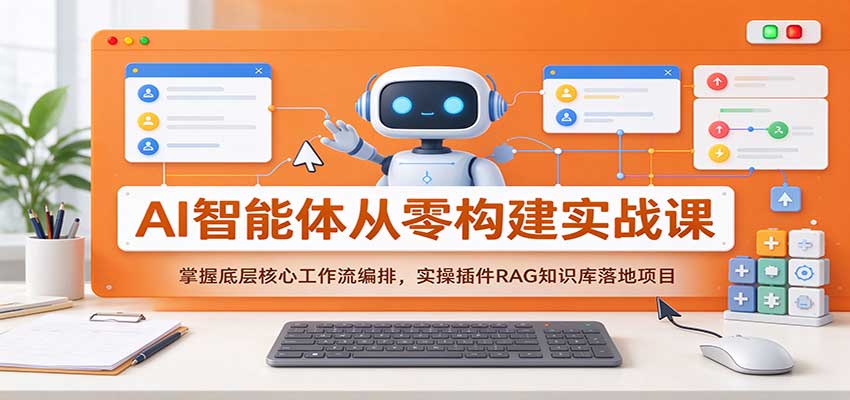 AI智能体从零构建实战课：掌握底层核心工作流编排，实操插件RAG知识库落地项目-创业资源网