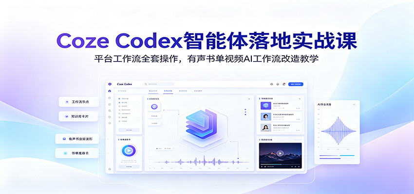 Coze Codex智能体落地实战课：平台工作流全套操作，有声书单视频AI工作流改造教学-创业资源网