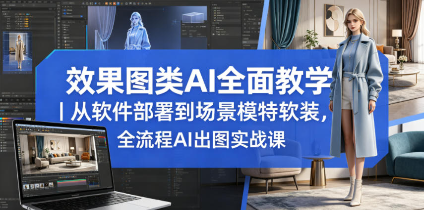 效果图类AI全面教学｜从软件部署到场景模特软装，全流程AI出图实战课-创业资源网