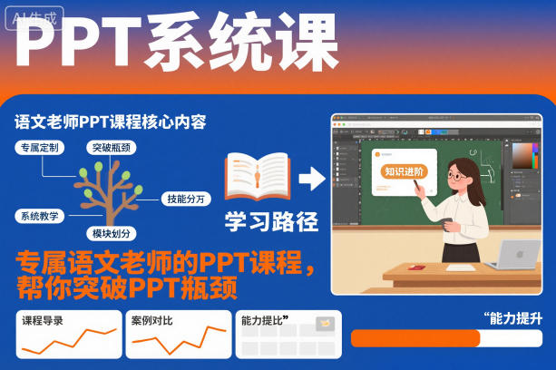 PPT系统课,专属语文老师的PPT课程,帮你突破PPT瓶颈 PPT系统课,专属语文老师的PPT课程,帮你突破PPT瓶颈