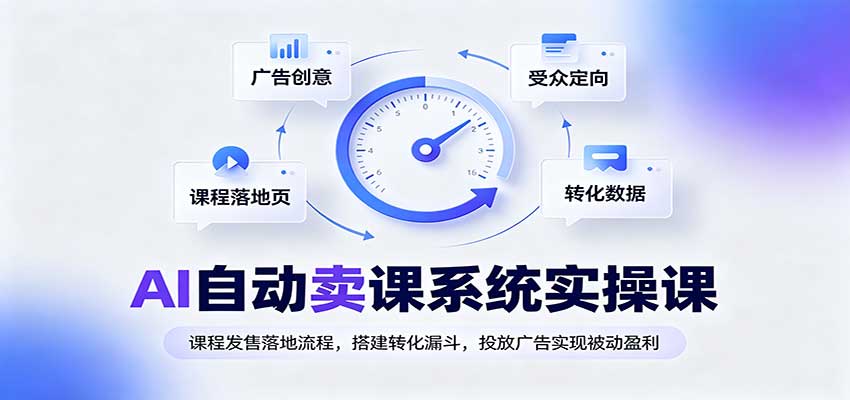 AI自动卖课系统实操课：课程发售落地流程，搭建转化漏斗，投放广告实现被动盈利-创业资源网