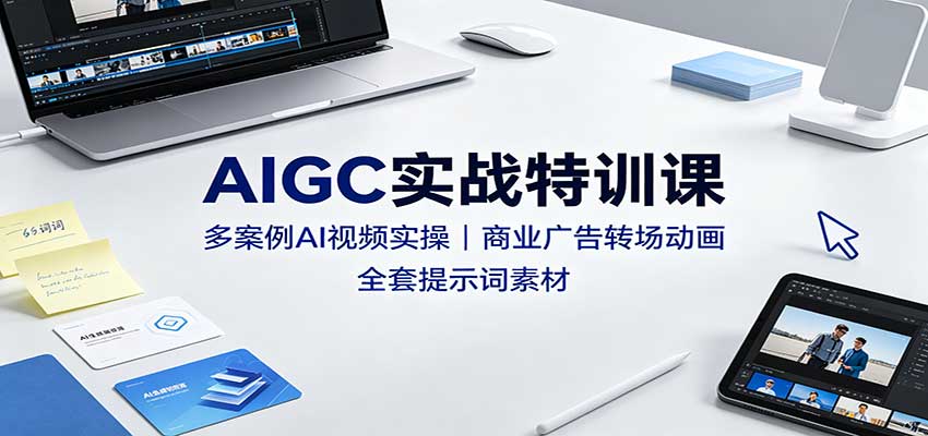 AIGC实战特训课：多案例AI视频实操，商业广告转场动画，全套提示词素材-创业资源网