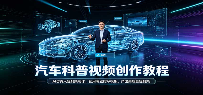 汽车科普视频创作教程：AI仿真人短视频制作，套用专业指令模板，产出高质量短视频-创业资源网