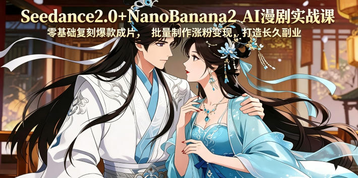 Seedance2.0+NanoBanana2 AI漫剧实战课，零基础复刻爆款成片涨粉变现，打造长久副业收益-创业资源网