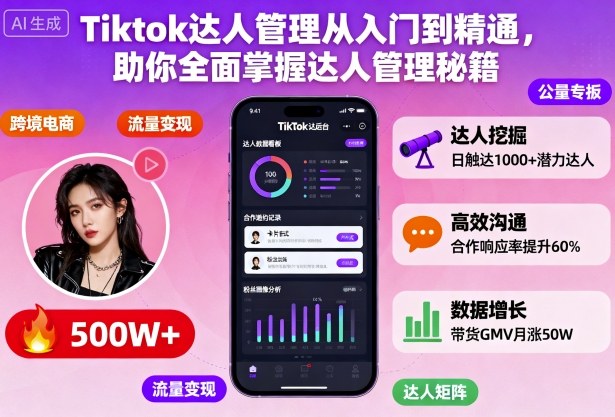 Tiktok达人管理从入门到精通,助你全面掌握达人管理秘籍-创业资源网