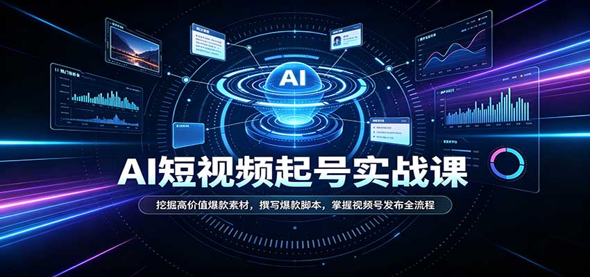 短视频AI起号实战课：挖掘高价值爆款素材，撰写爆款脚本，掌握视频号发布全流程-创业资源网