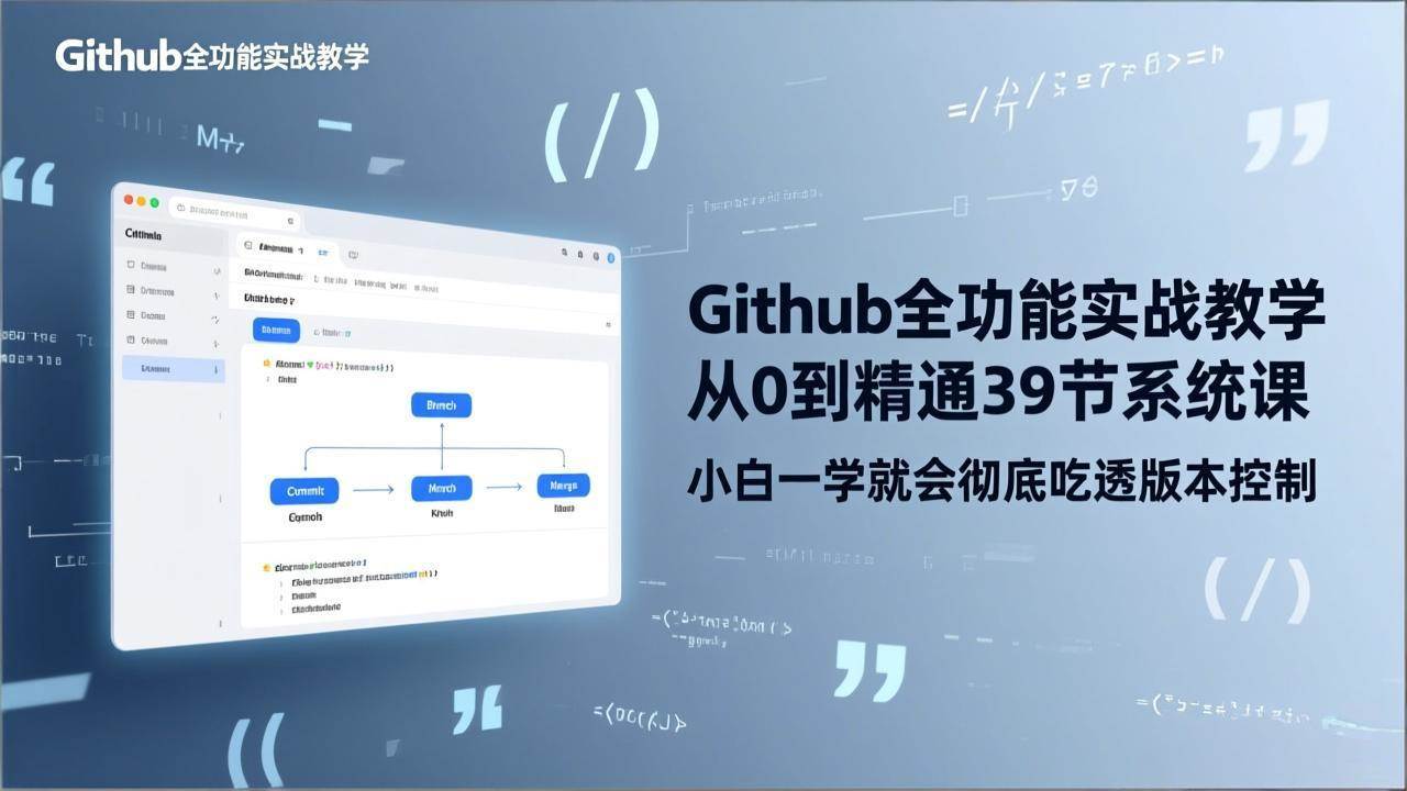 （17501期）GitHub-全功能实战教学，从0到精通39节系统课，小白一学就会彻底吃透版本控制-创业资源网