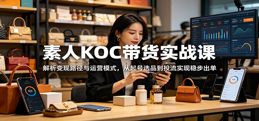 素人KOC带货实战课：解析变现路径与运营模式，从起号选品到投流实现稳步出单-创业资源网