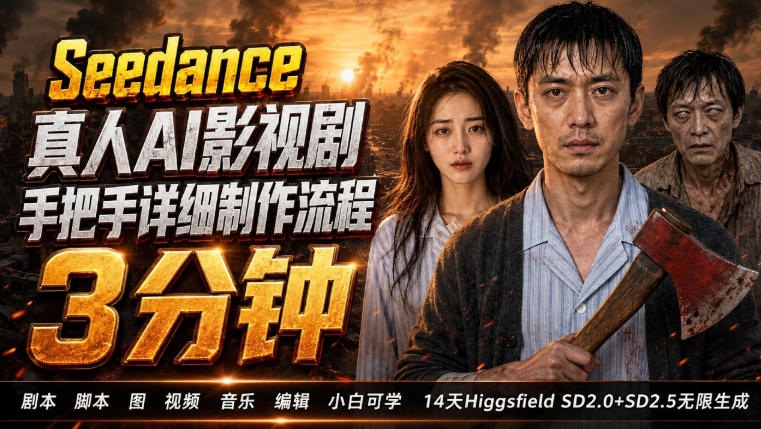 3分钟真人AI影视剧怎么做？SD 2.0手把手完整制作流程｜Higgsfield 14天SD 2.0/2.5无限生成-创业资源网