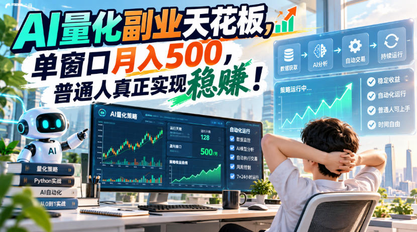 AI量化副业天花板,单窗口月入500,普通人真正实现稳賺!【揭秘】-创业资源网