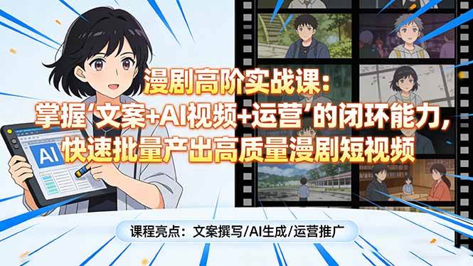 (17461期)漫剧高阶实战课:掌握“文案+AI视频+运营”的闭环能力,快速批量产出高质量漫剧短视频-创业资源网