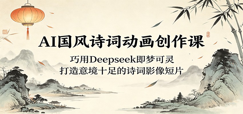 AI国风诗词动画创作课:巧用Deepseek即梦可灵,打造意境十足的诗词影像短片-创业资源网