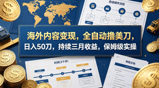 海外内容变现，全自动撸美刀，日入50刀，持续三月收益，保姆级实操【揭秘】-创业资源网