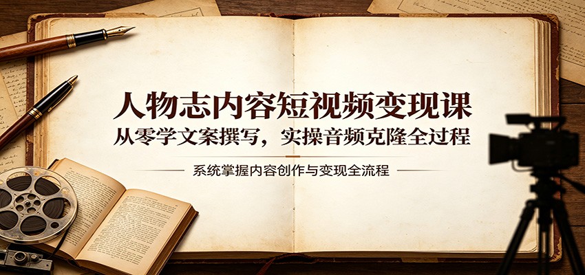 人物志内容短视频变现课：从零学文案撰写，实操音频克隆全过程-创业资源网
