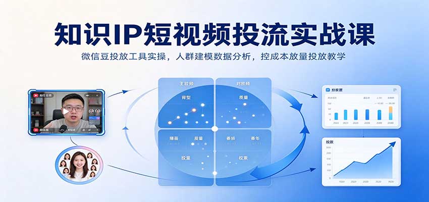 知识IP短视频投流实战课：微信豆投放工具实操，人群建模数据分析，控成本放量投放教学-创业资源网