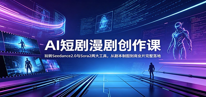 AI短剧漫剧创作课：玩转Seedance2.0与 Sora2两大工具，从剧本制图到商业片完整落地-创业资源网