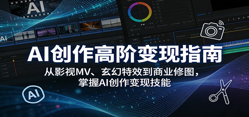 AI创作高阶变现指南:从影视MV、玄幻特效到商业修图,掌握AI创作变现技能-创业资源网