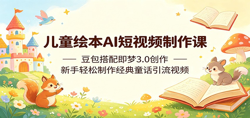 儿童绘本AI短视频制作课：豆包搭配即梦3.0创作，新手轻松制作经典童话引流视频-创业资源网