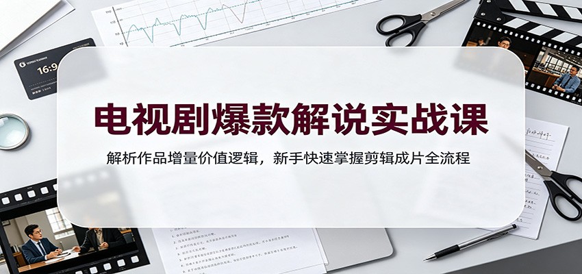 电视剧爆款解说实战课：解析作品增量价值逻辑，新手快速掌握剪辑成片全流程-创业资源网