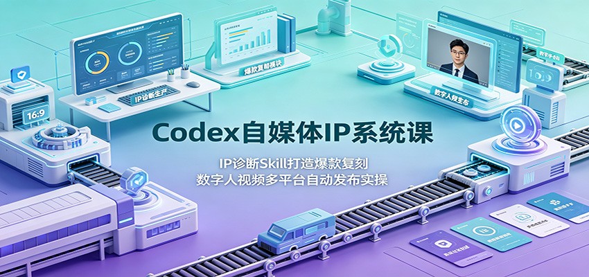 Codex自媒体IP系统课：IP诊断Skill打造爆款复刻，数字人视频多平台自动发布实操-创业资源网