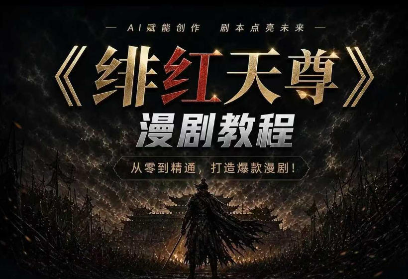 绯红天尊AI漫剧系统教程｜从零入门到精通，工具运用+剧本创作+爆款逻辑+提示词素材+镜头剪辑，全套爆款漫剧落地实战课-创业资源网