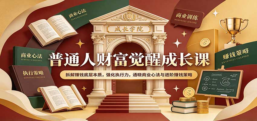 普通人财富觉醒成长课：拆解赚钱底层本质，强化执行力，通晓商业心法与进阶赚钱策略-创业资源网