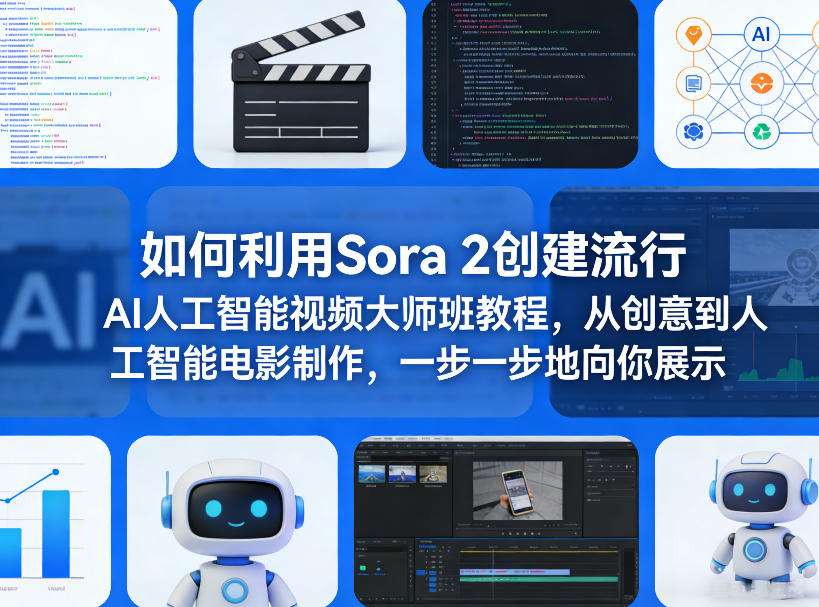 如何利用Sora 2创建流行AI人工智能视频大师班教程，从创意到人工智能电影制作，一步一步地向你展示-创业资源网