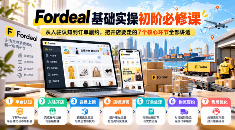 Fordeal基础实操初阶必修课，从入驻认知到订单履约，把开店要走的7个核心环节全部讲透-创业资源网
